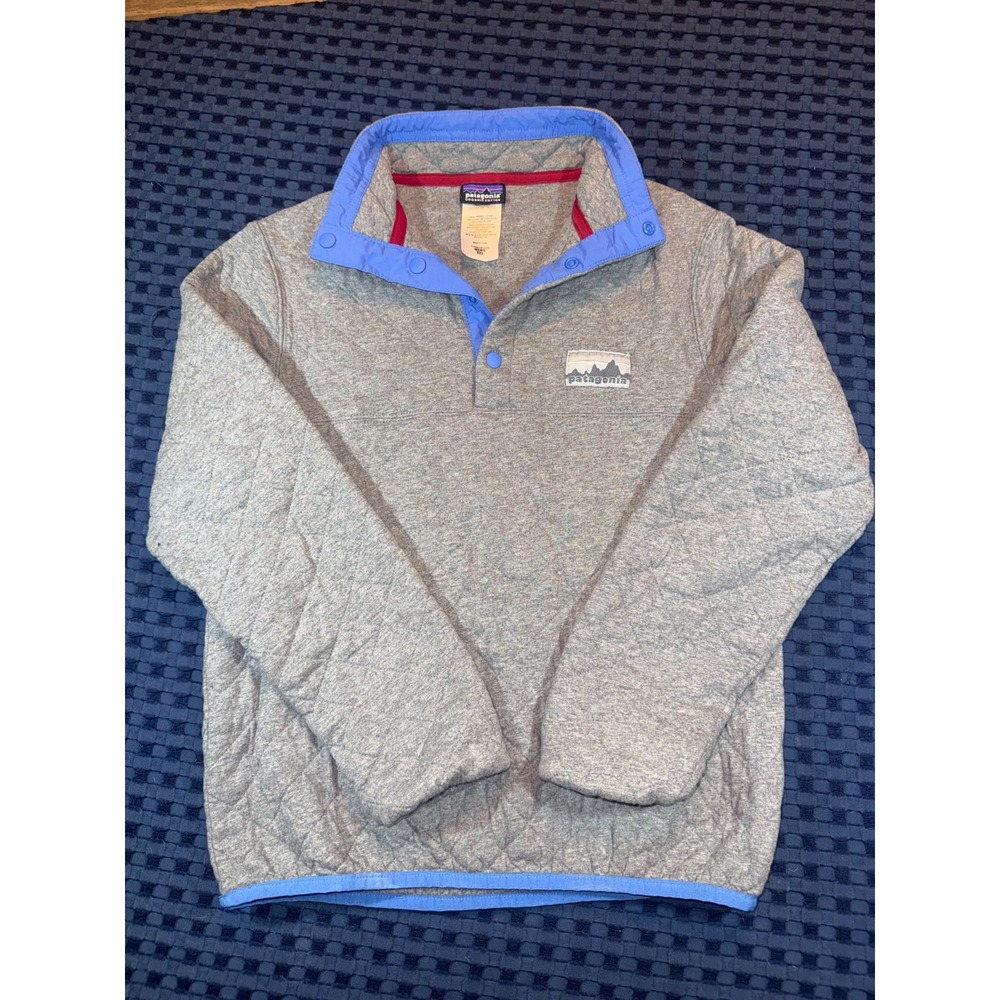 Patagonia Men's XXS Diamond Quilt Snap-T Pullover Gray & Blue 40th Anniversary